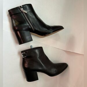 MICHAEL Michael Kors leather block-heeled ankle boots - black, size 9